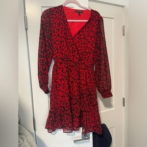 Banana Republic red cheetah print dress, perfect for the office